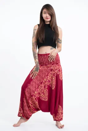 Floral Vines 2-in-1 Jumpsuit Harem Pants in Red