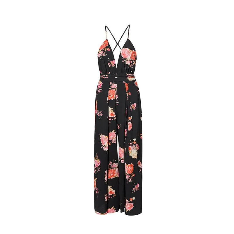 FLORAL WIDE LEG PANT JUMPSUIT