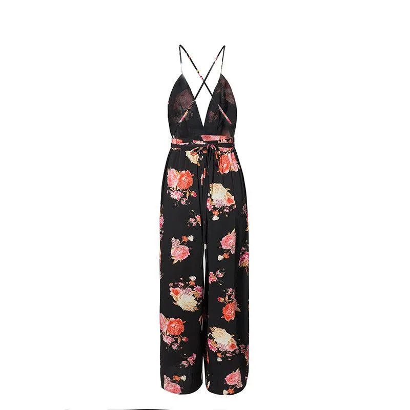 FLORAL WIDE LEG PANT JUMPSUIT