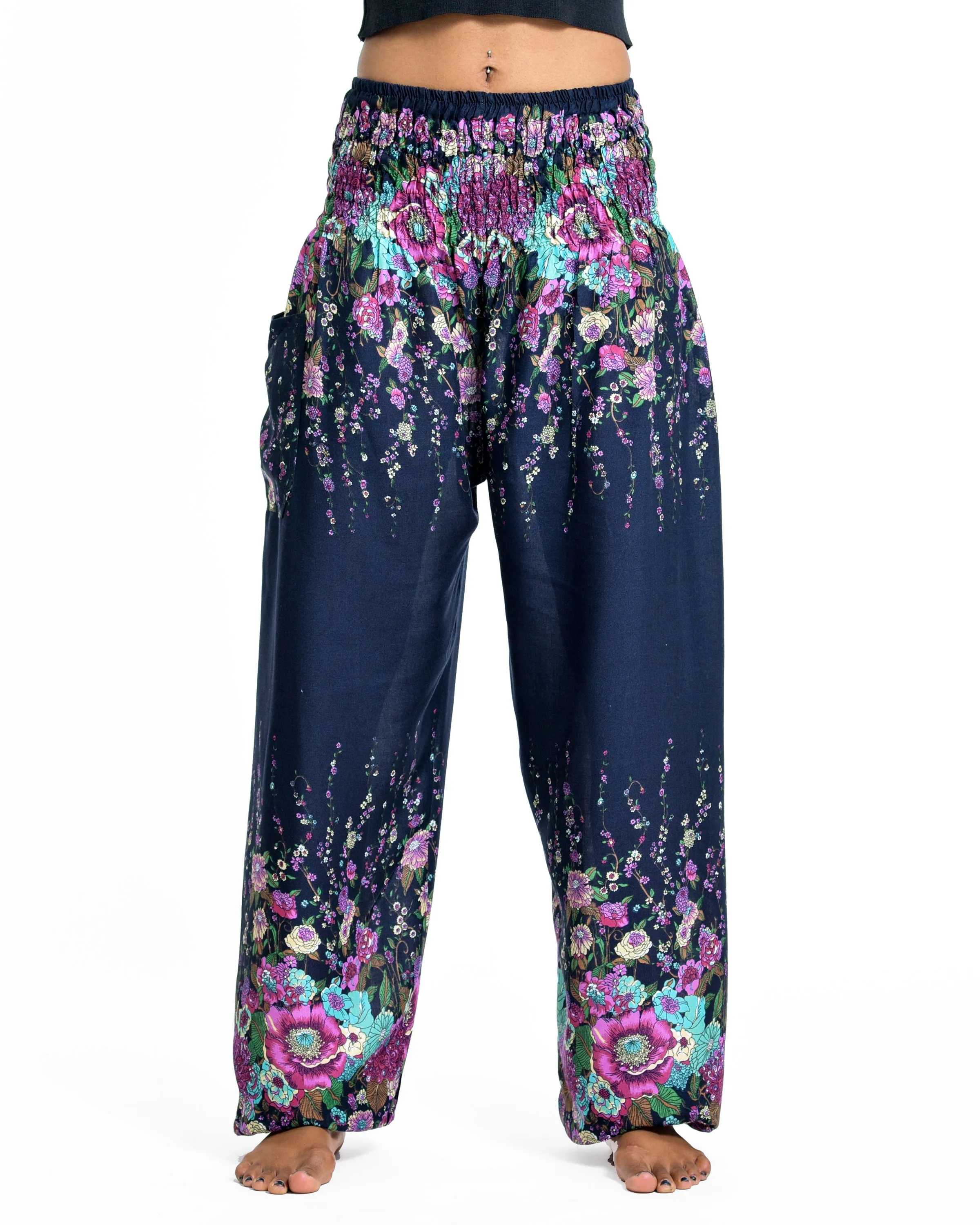 Floral Women's Harem Pants in Blue