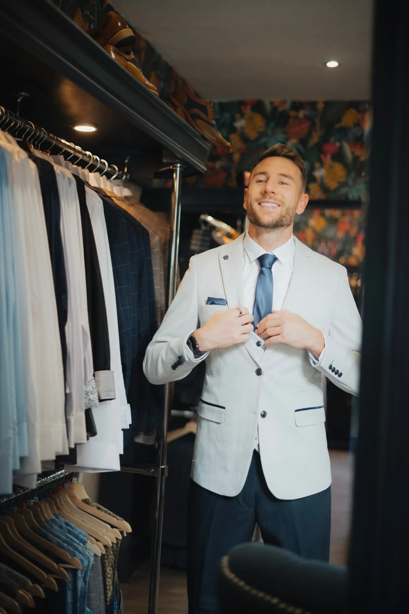 Former Newcastle United Defender Paul Dummett in Bromley Stone with Max Navy Trousers