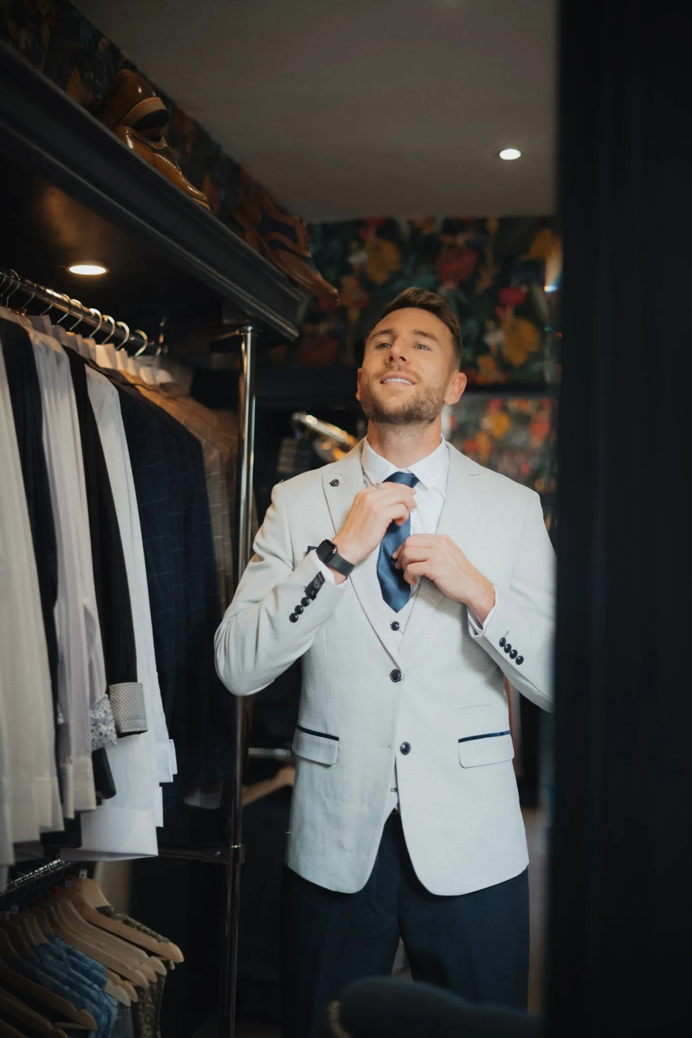 Former Newcastle United Defender Paul Dummett in Bromley Stone with Max Navy Trousers