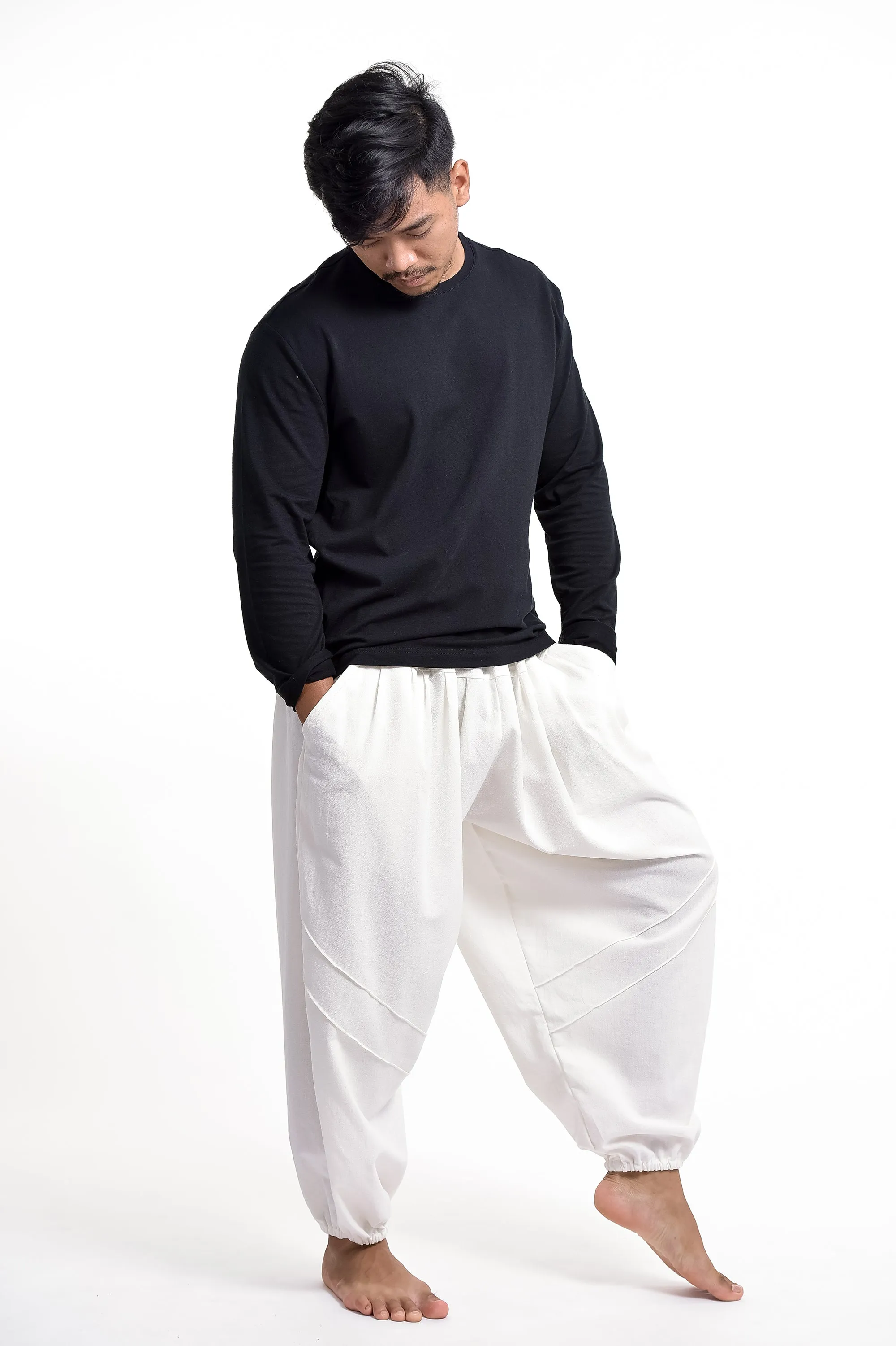 Genie Men's Cotton Harem Pants in White