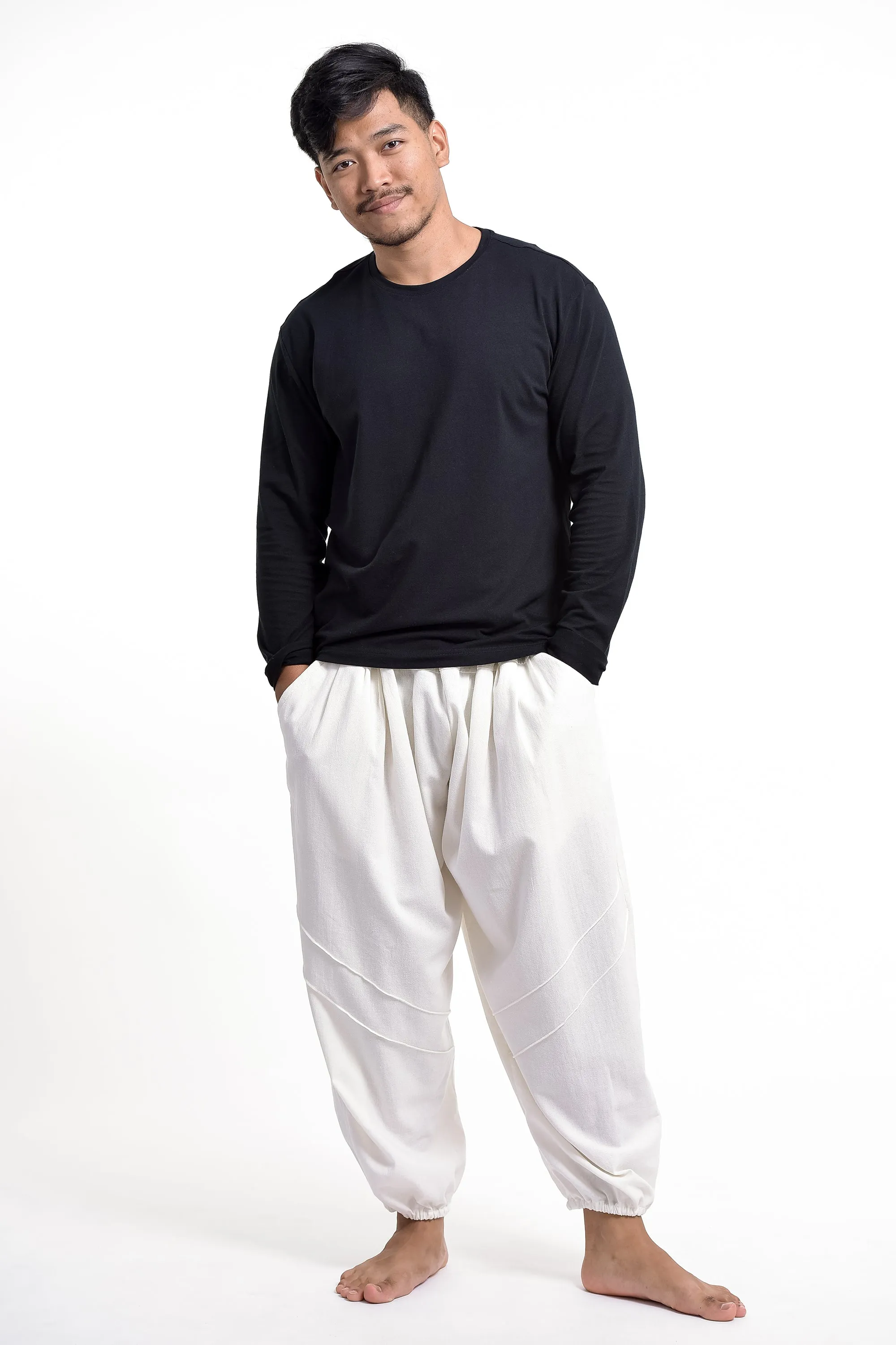 Genie Men's Cotton Harem Pants in White