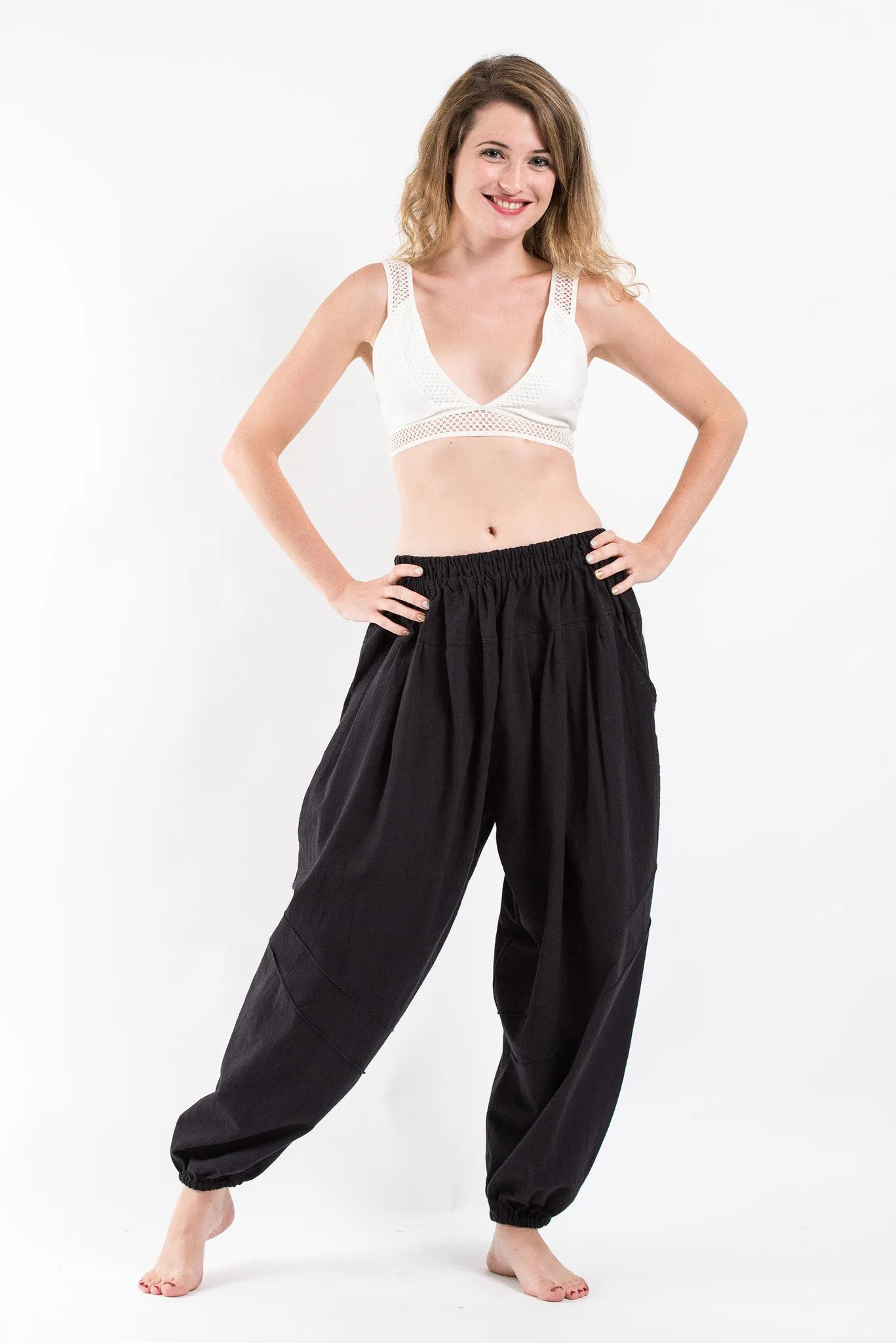 Genie Women's Cotton Harem Pants in Black