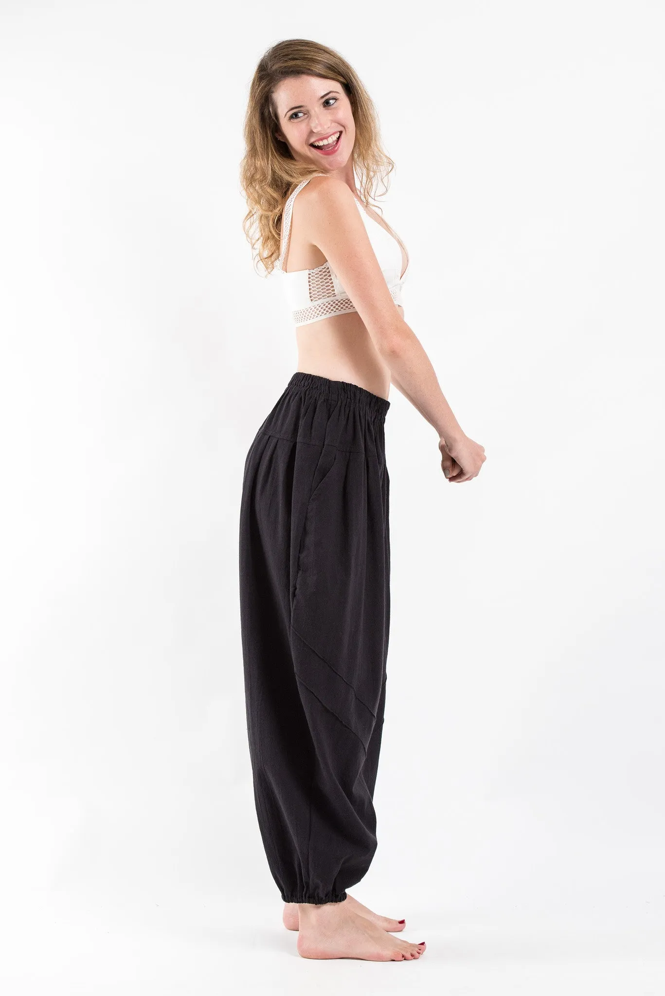 Genie Women's Cotton Harem Pants in Black