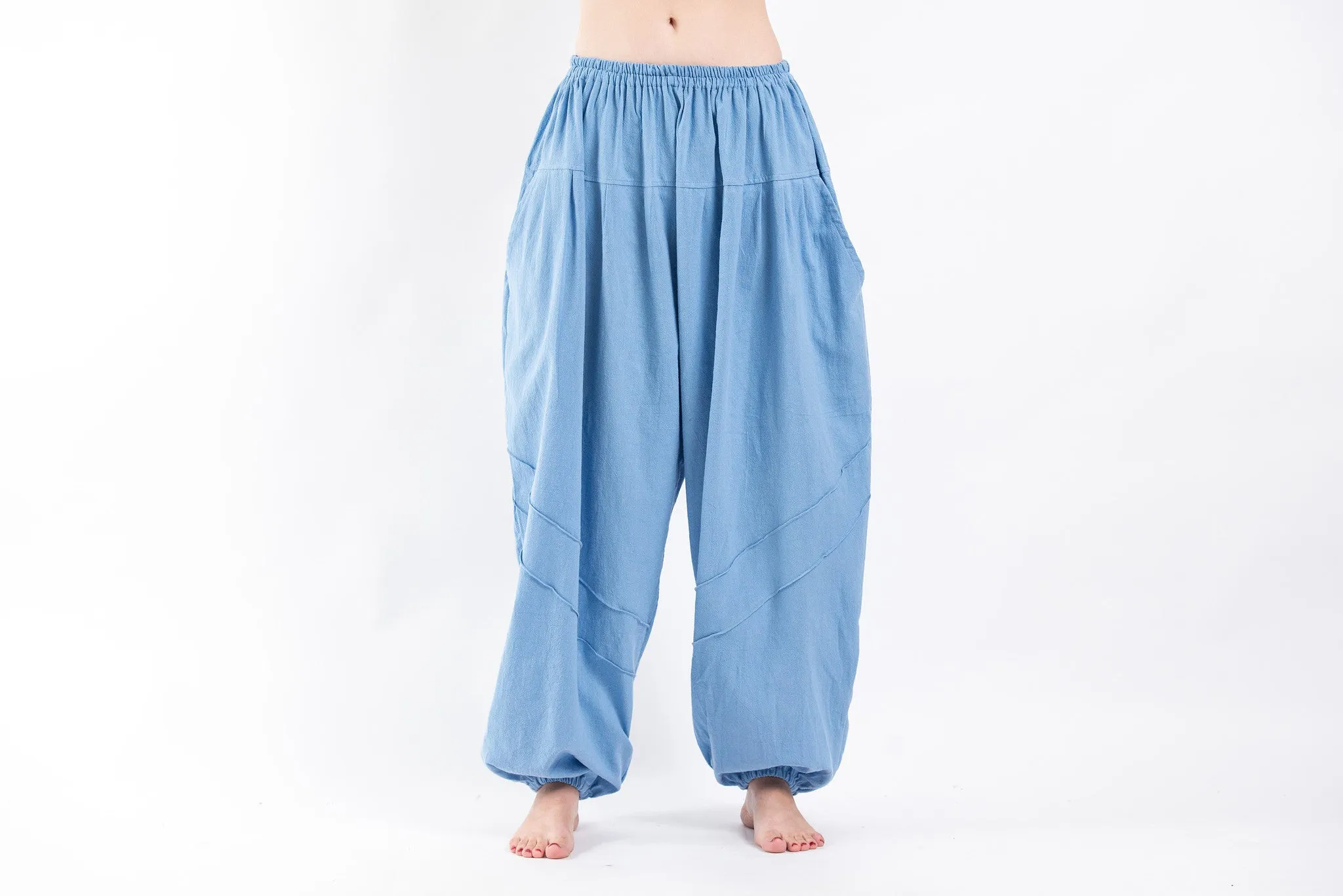 Genie Women's Cotton Harem Pants in Light Blue