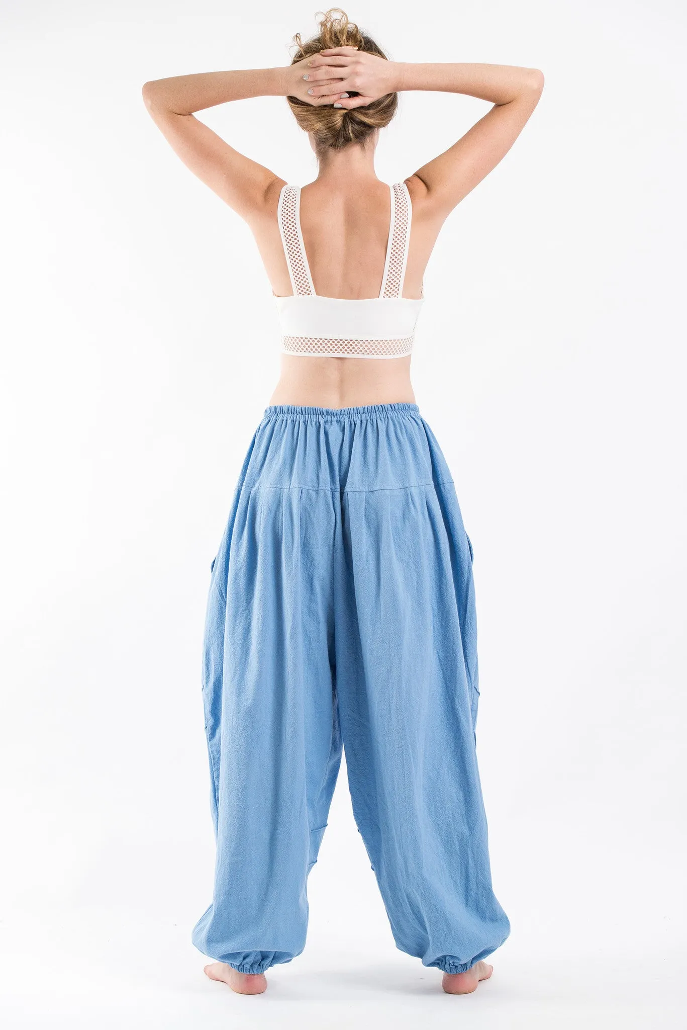 Genie Women's Cotton Harem Pants in Light Blue