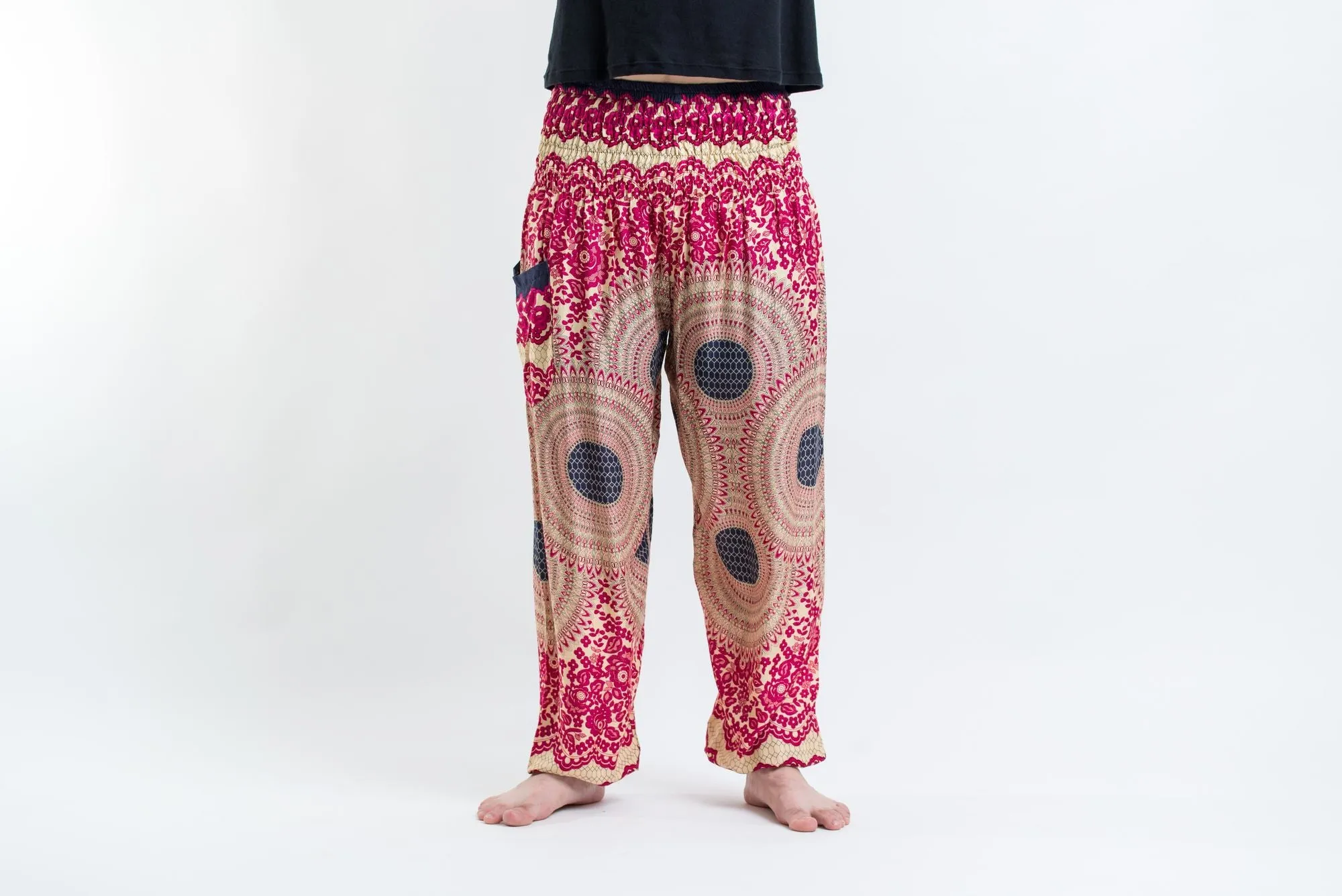 Geometric Mandalas Men's Harem Pants in Pink