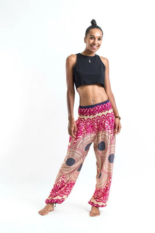 Geometric Mandalas Women's Harem Pants in Pink