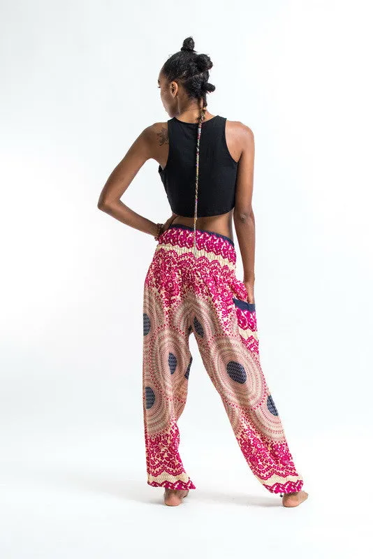 Geometric Mandalas Women's Harem Pants in Pink