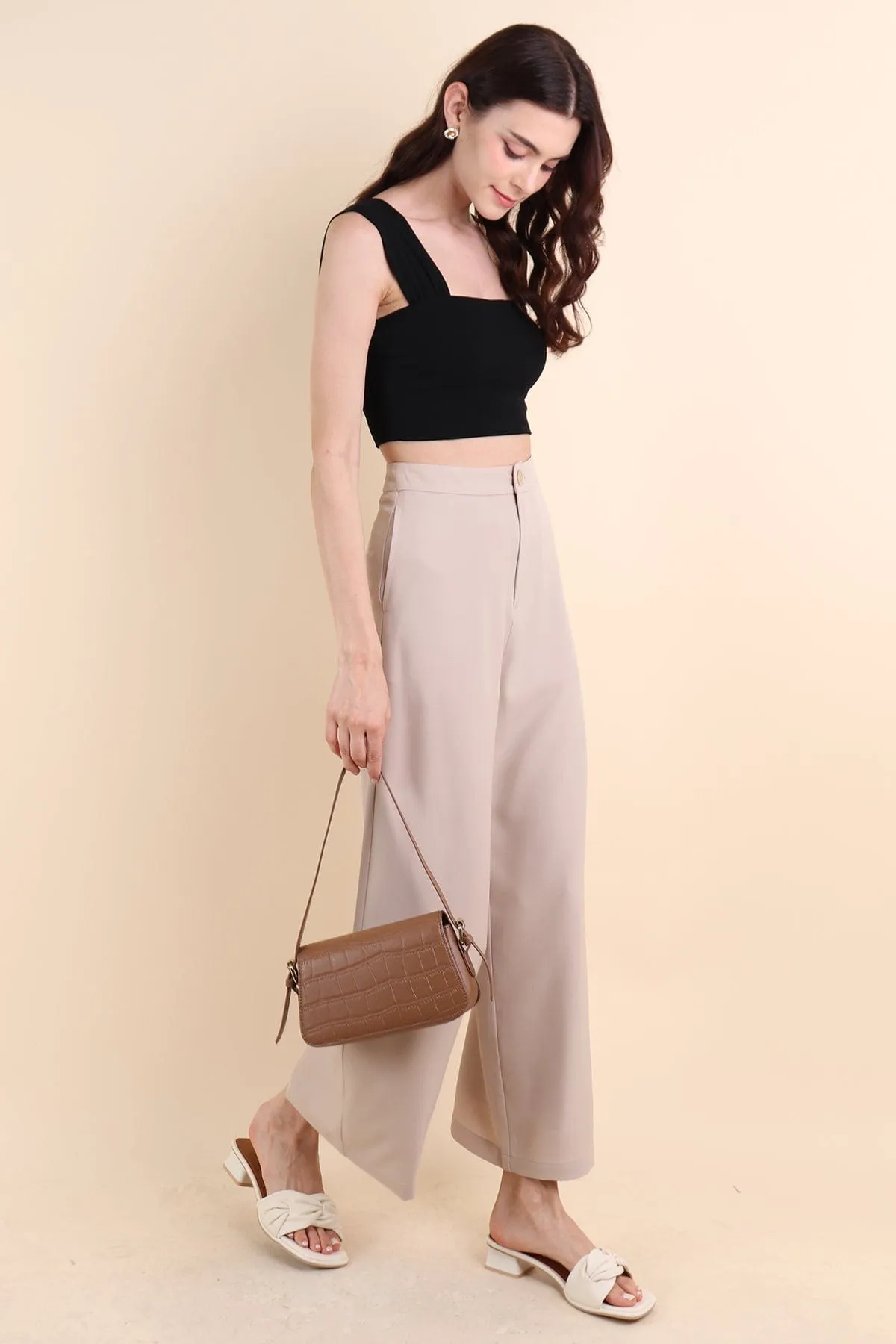 GEORGIA WIDE-LEG PANTS IN ECRU