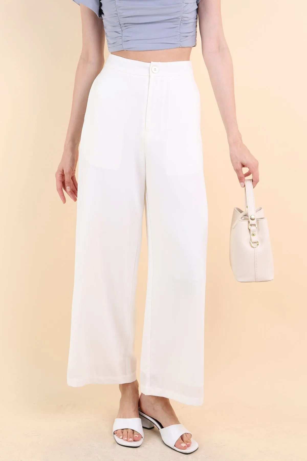 GEORGIA WIDE-LEG PANTS IN WHITE