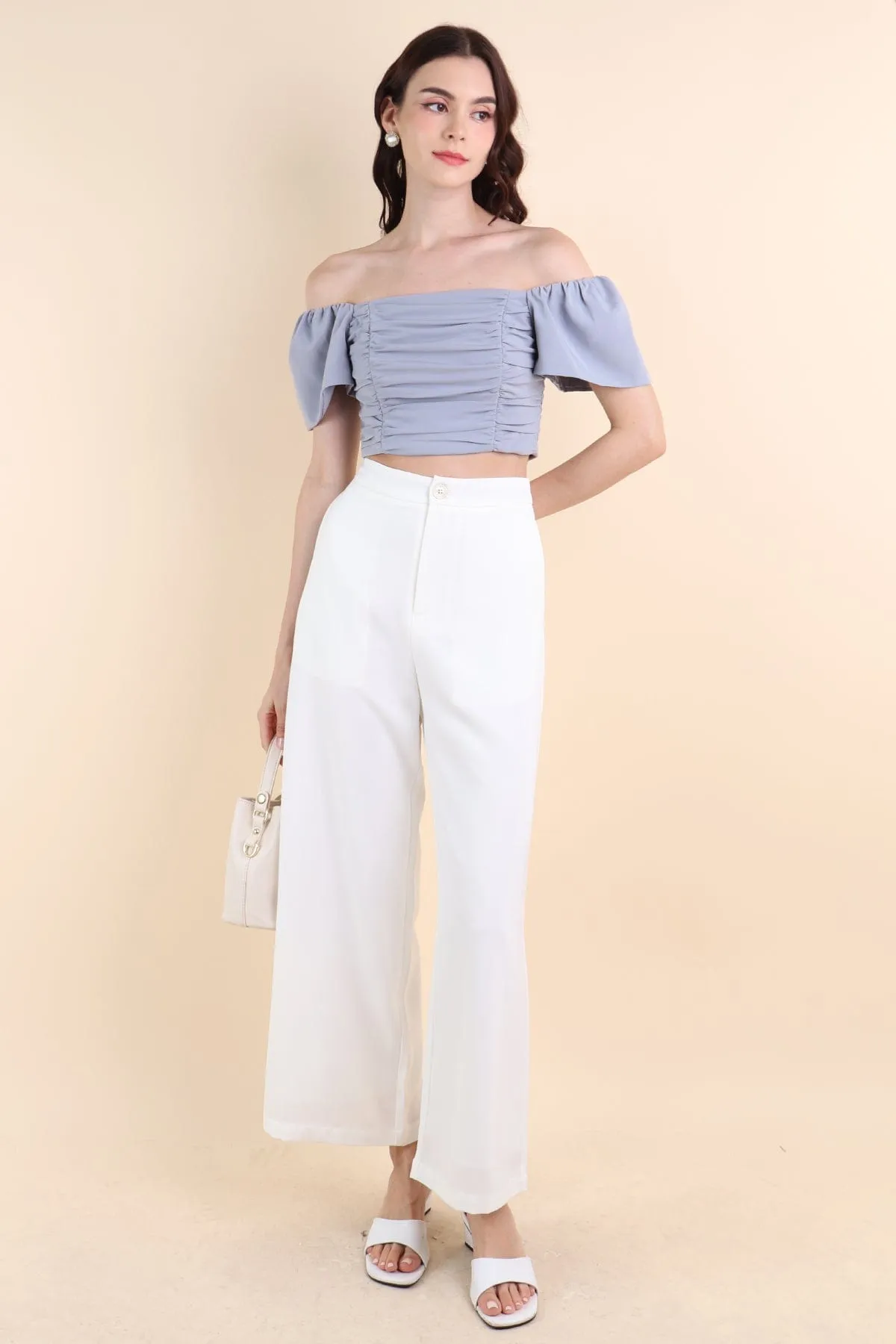 GEORGIA WIDE-LEG PANTS IN WHITE