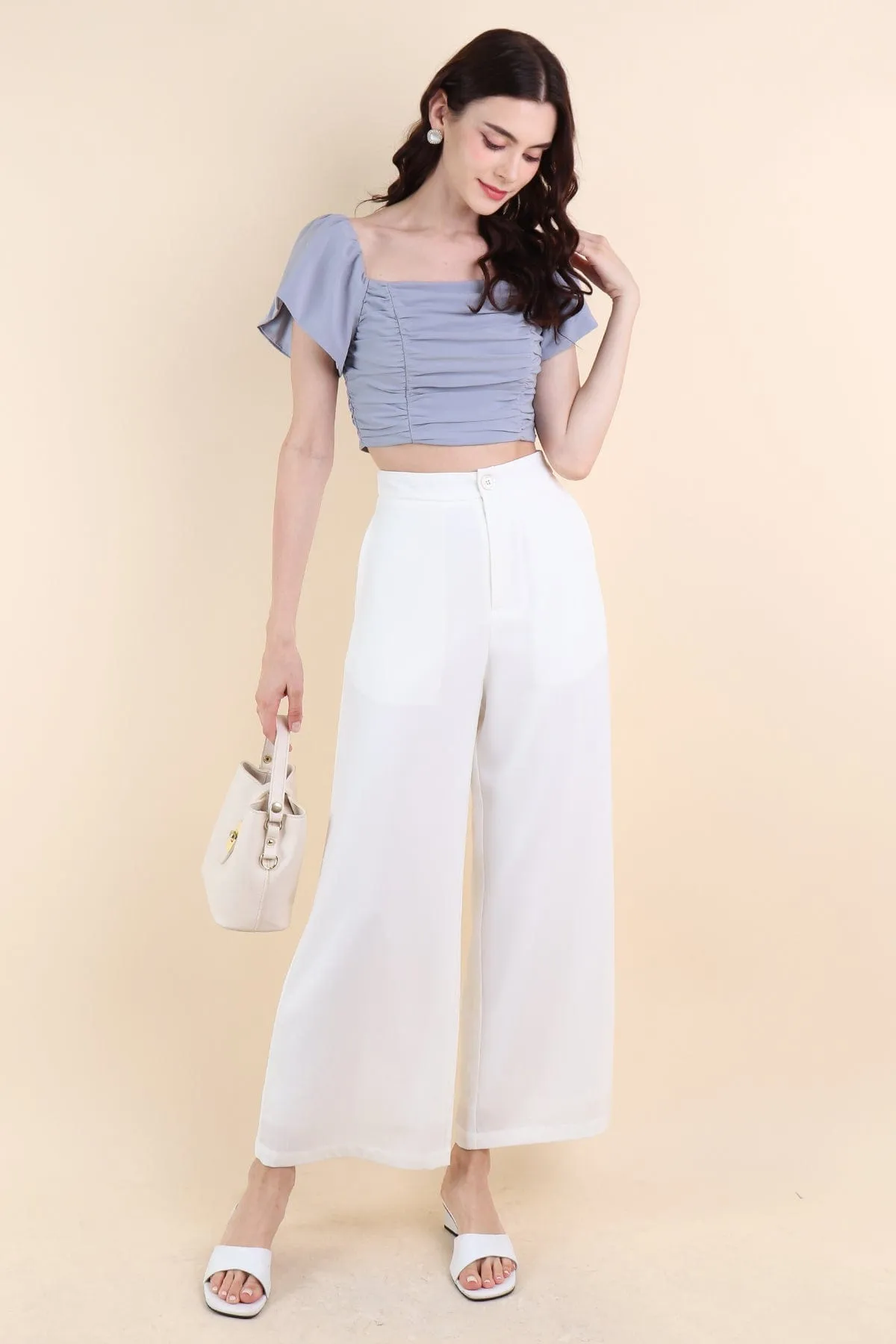 GEORGIA WIDE-LEG PANTS IN WHITE