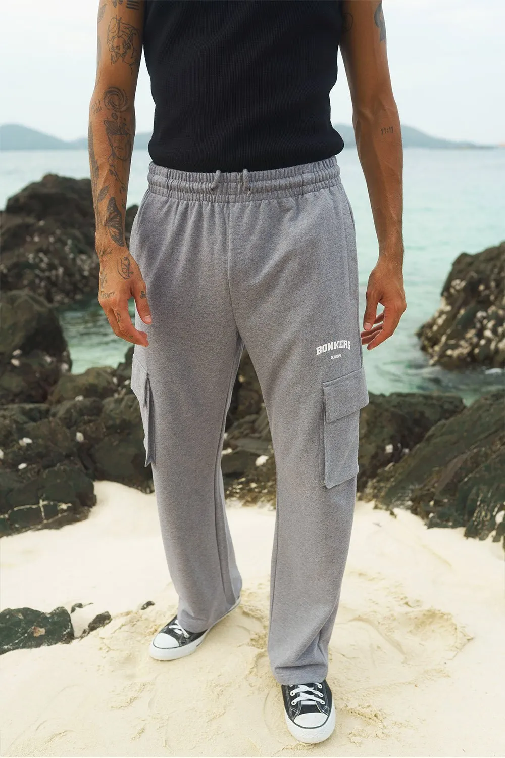 Grey Melange Utility Pants