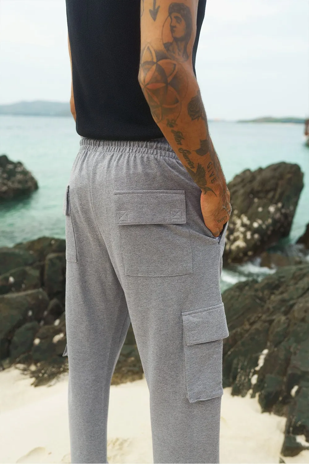 Grey Melange Utility Pants