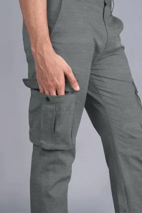 Grey Ripstop Textured Cargo Pants