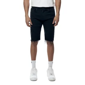 Gun Shot & Grinding Effects Jean Shorts - Black