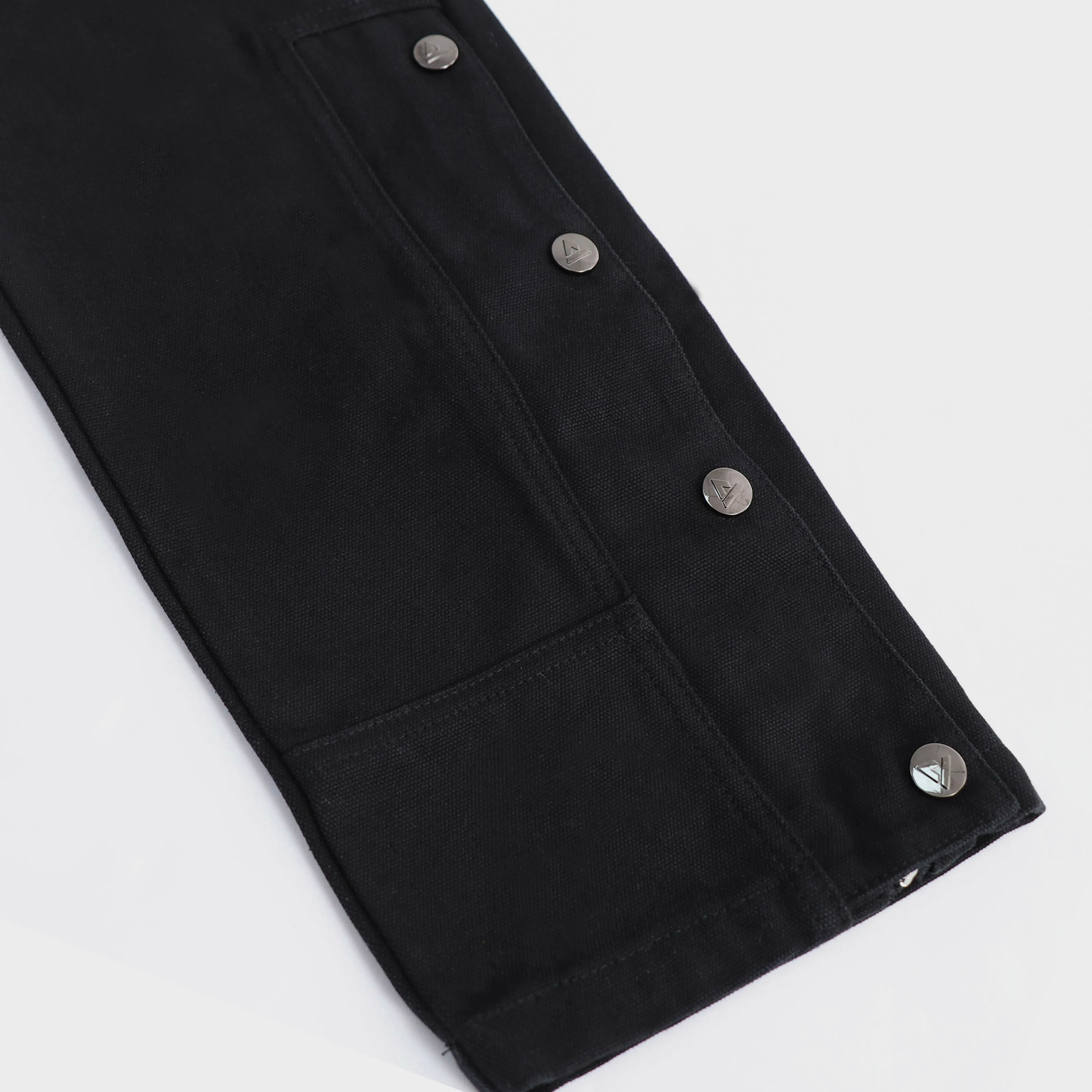 Heavy Canvas Snap Cargo Pants - Black