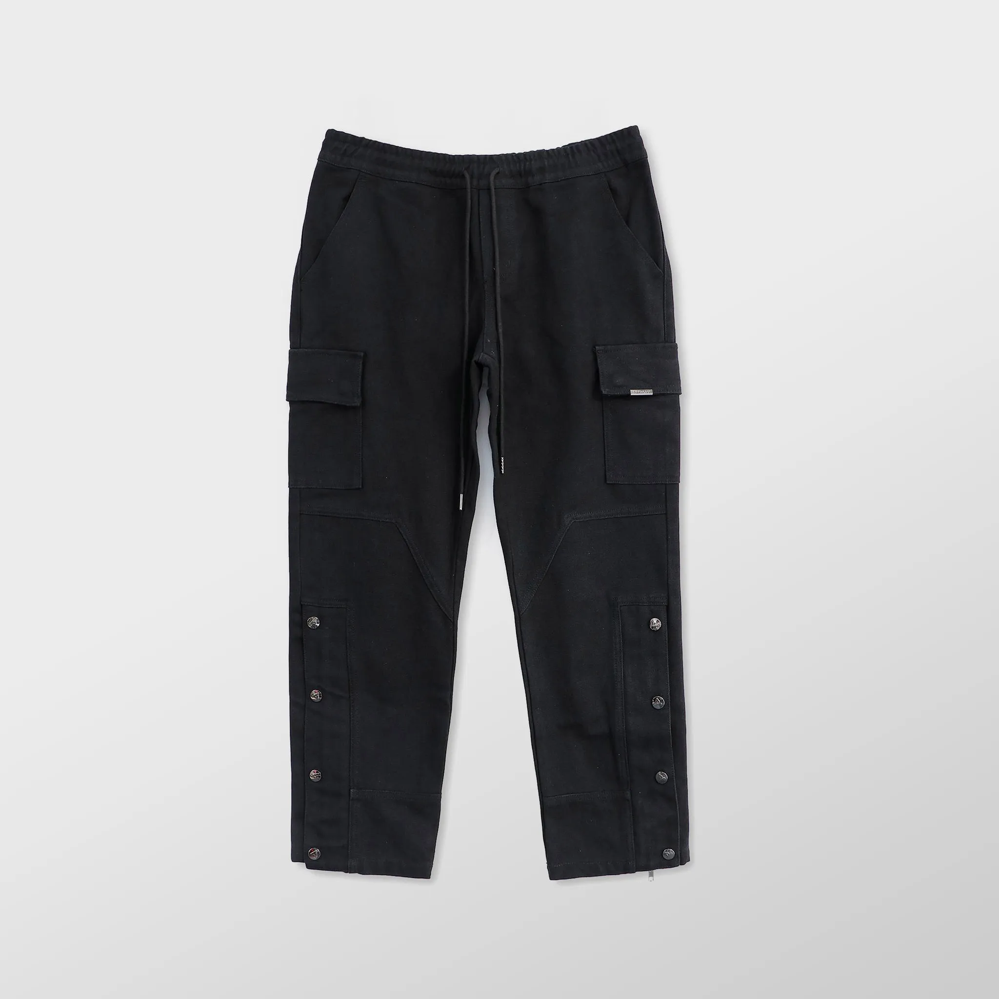 Heavy Canvas Snap Cargo Pants - Black