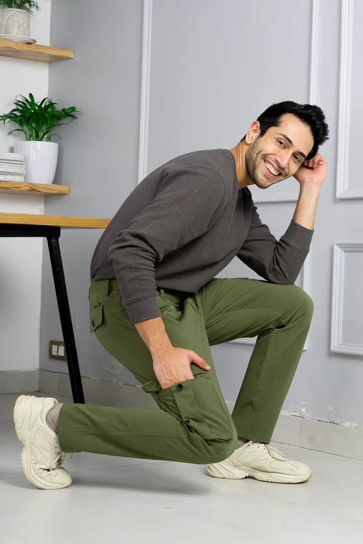 Herb Olive Stretch Cargo Pants