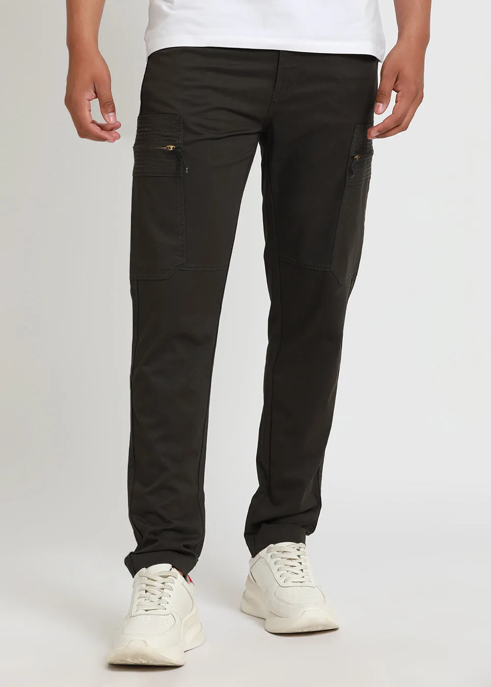 Jade Green Zip Cargo Pants