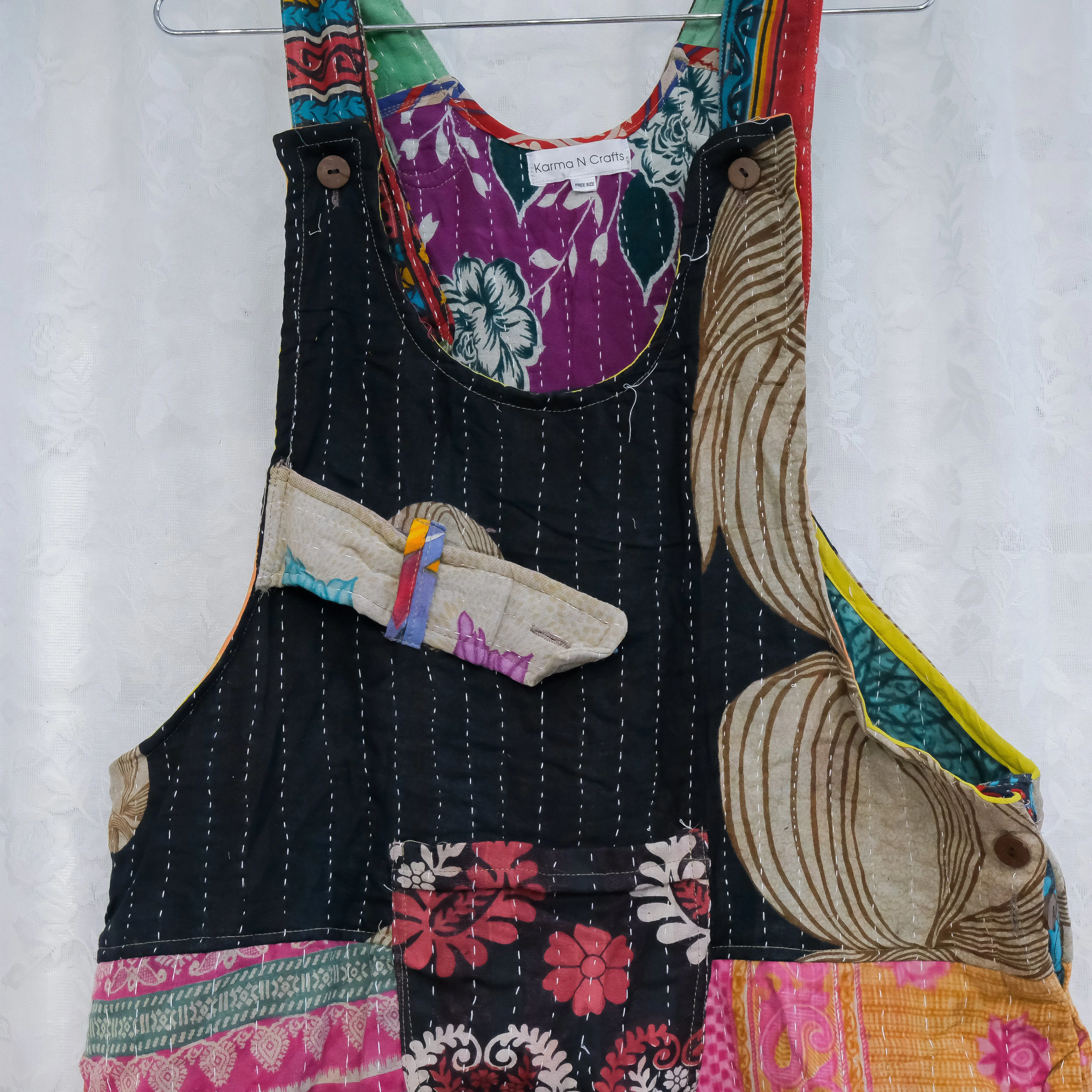 Kantha Harem Boho Jumpsuit with Pockets