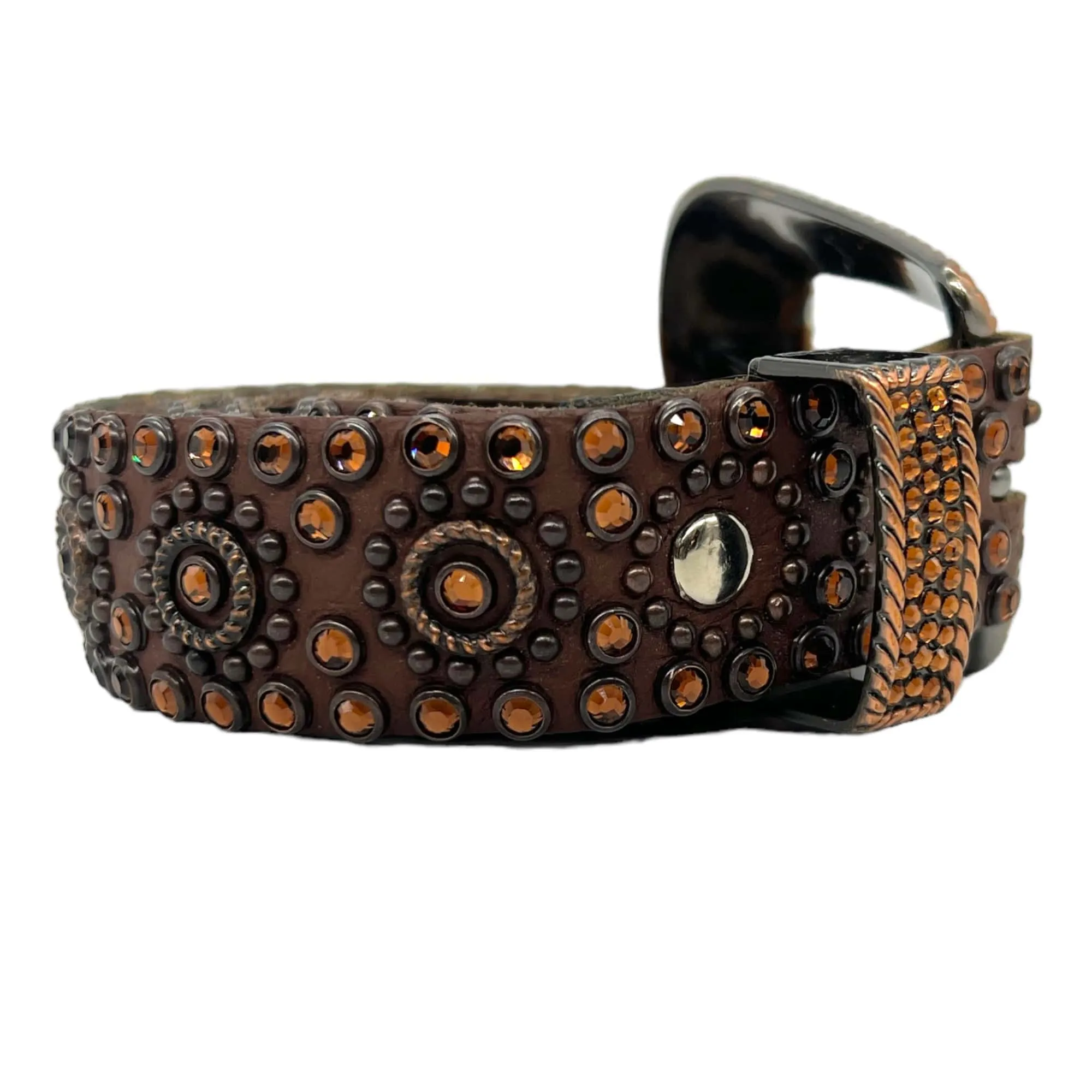 KIPPYS Swarovski Crystal Embellished Western Style Cowgirl Belt - Brown