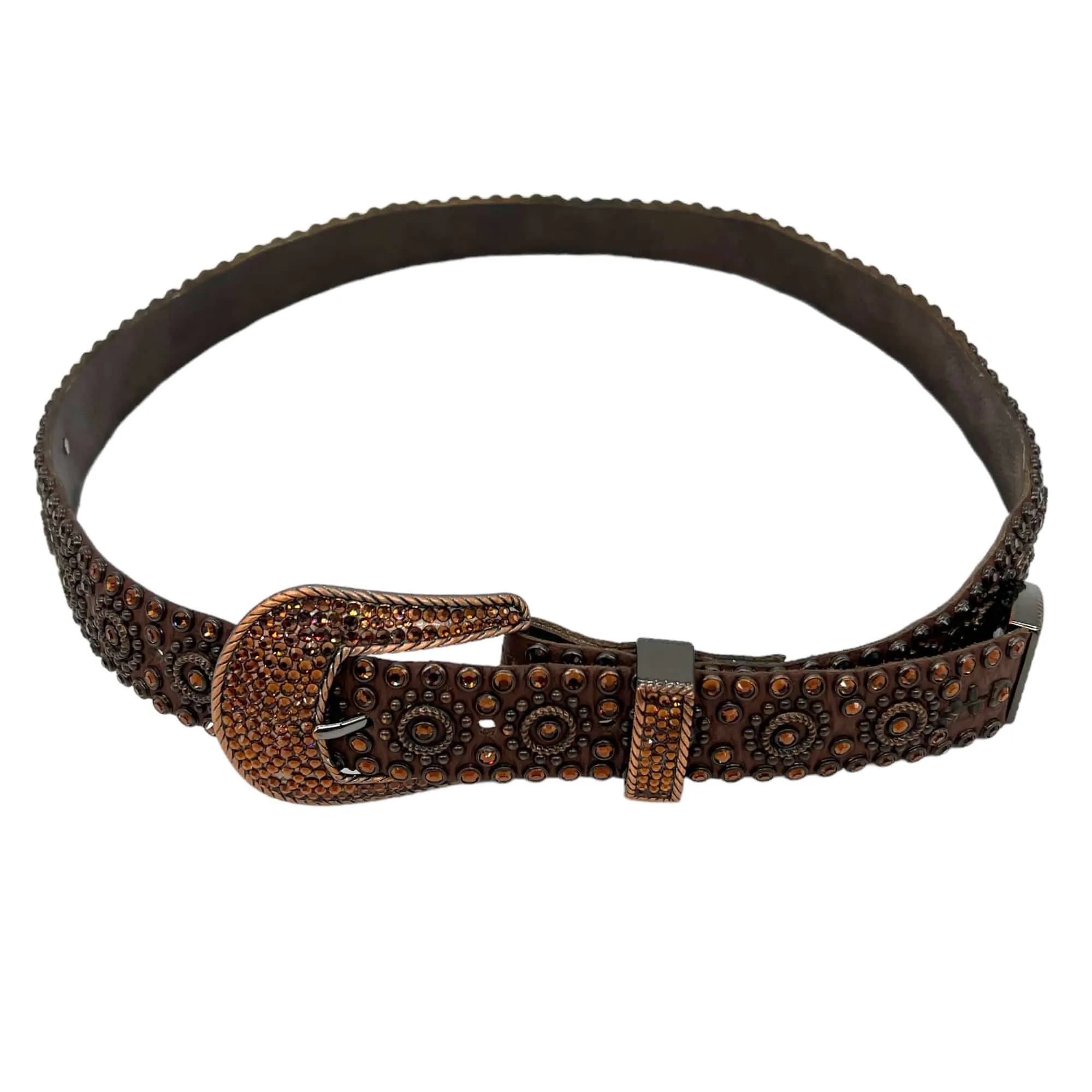 KIPPYS Swarovski Crystal Embellished Western Style Cowgirl Belt - Brown