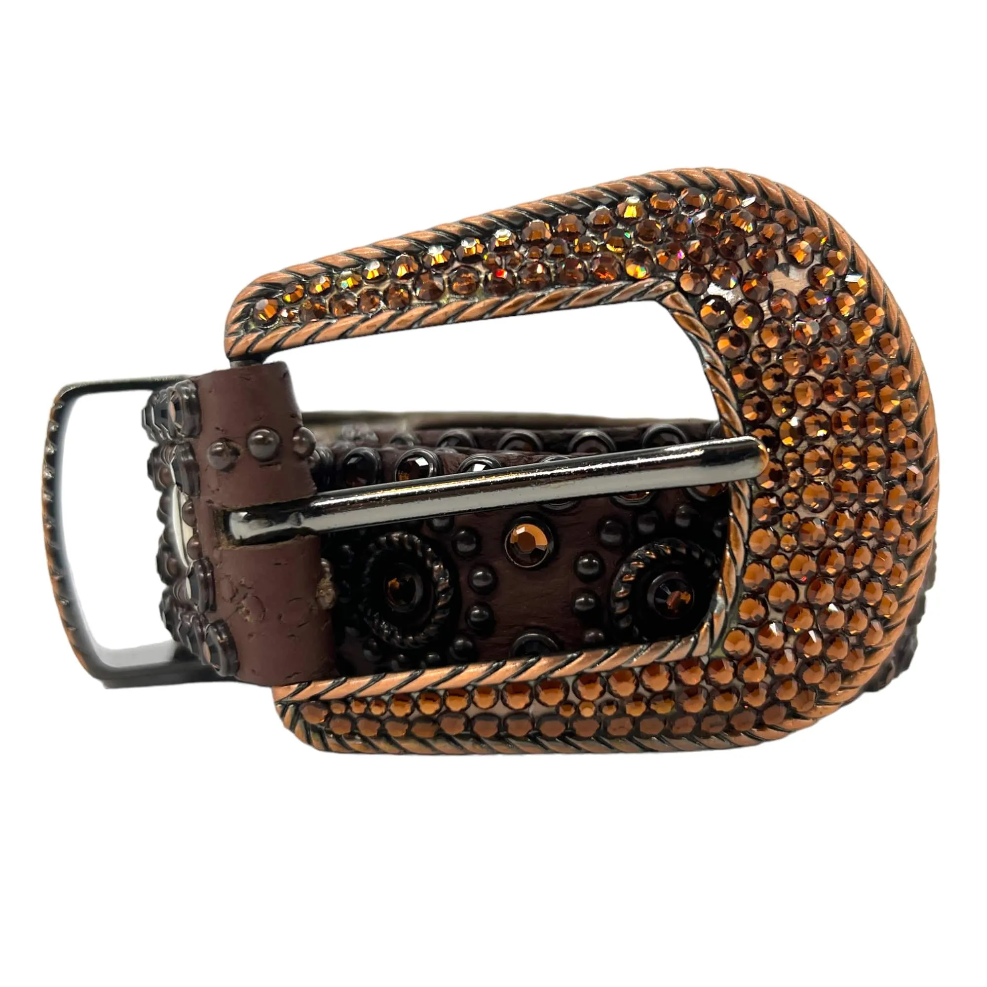 KIPPYS Swarovski Crystal Embellished Western Style Cowgirl Belt - Brown