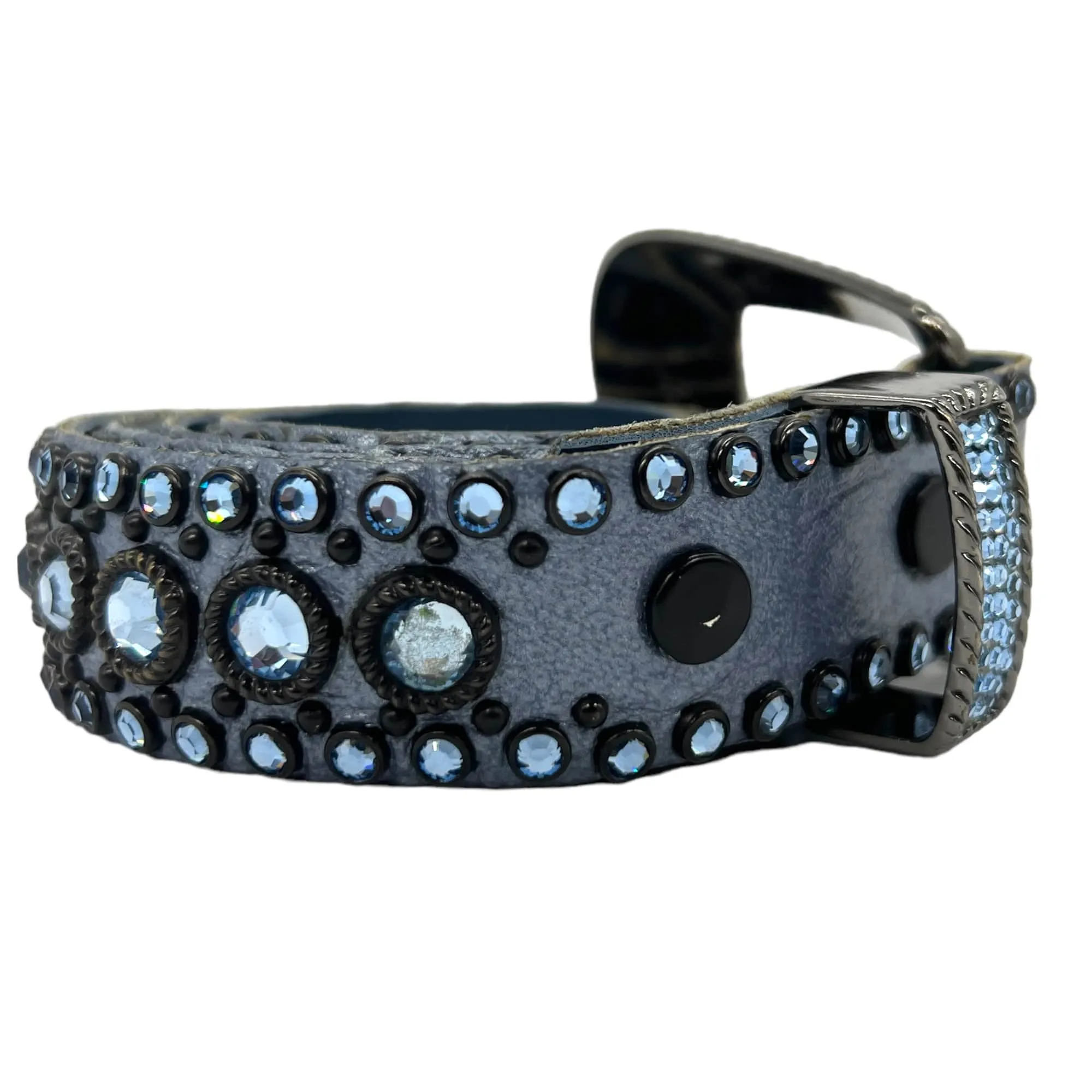 KIPPYS Swarovski Crystal Embellished Western Style Cowgirl Belt - Slate Blue