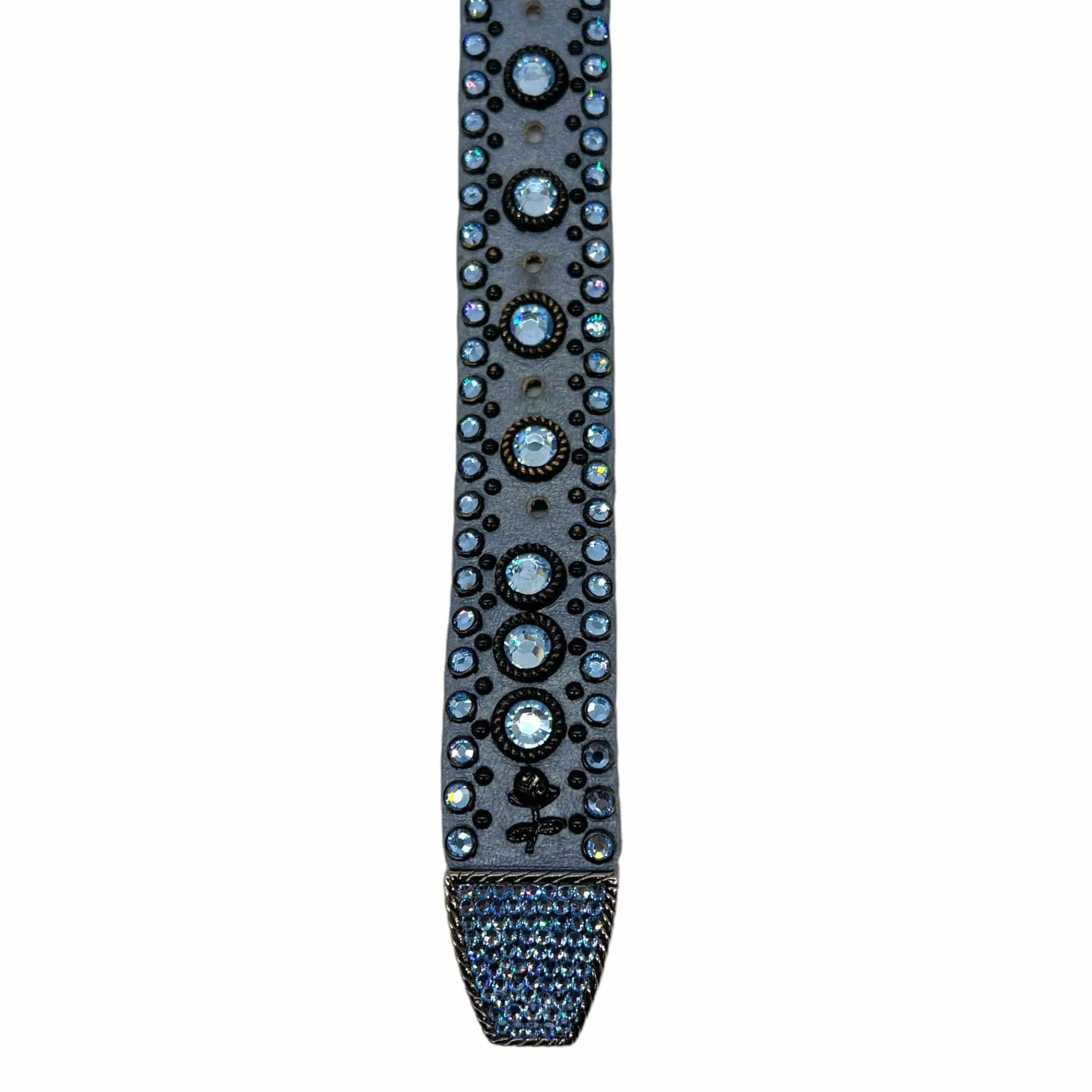 KIPPYS Swarovski Crystal Embellished Western Style Cowgirl Belt - Slate Blue