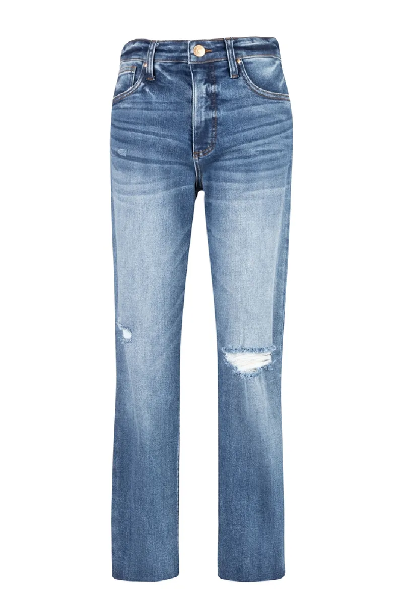 KUT: Rachael High Rise Mom Jean with distress