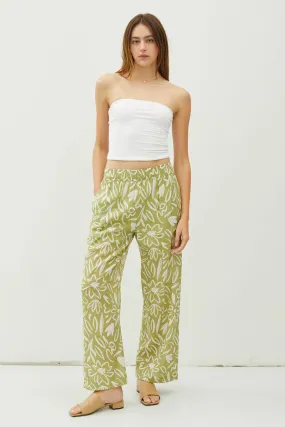 LIGHTWEIGHT RAYON BLEND PULL ON WIDE LEG PANTS