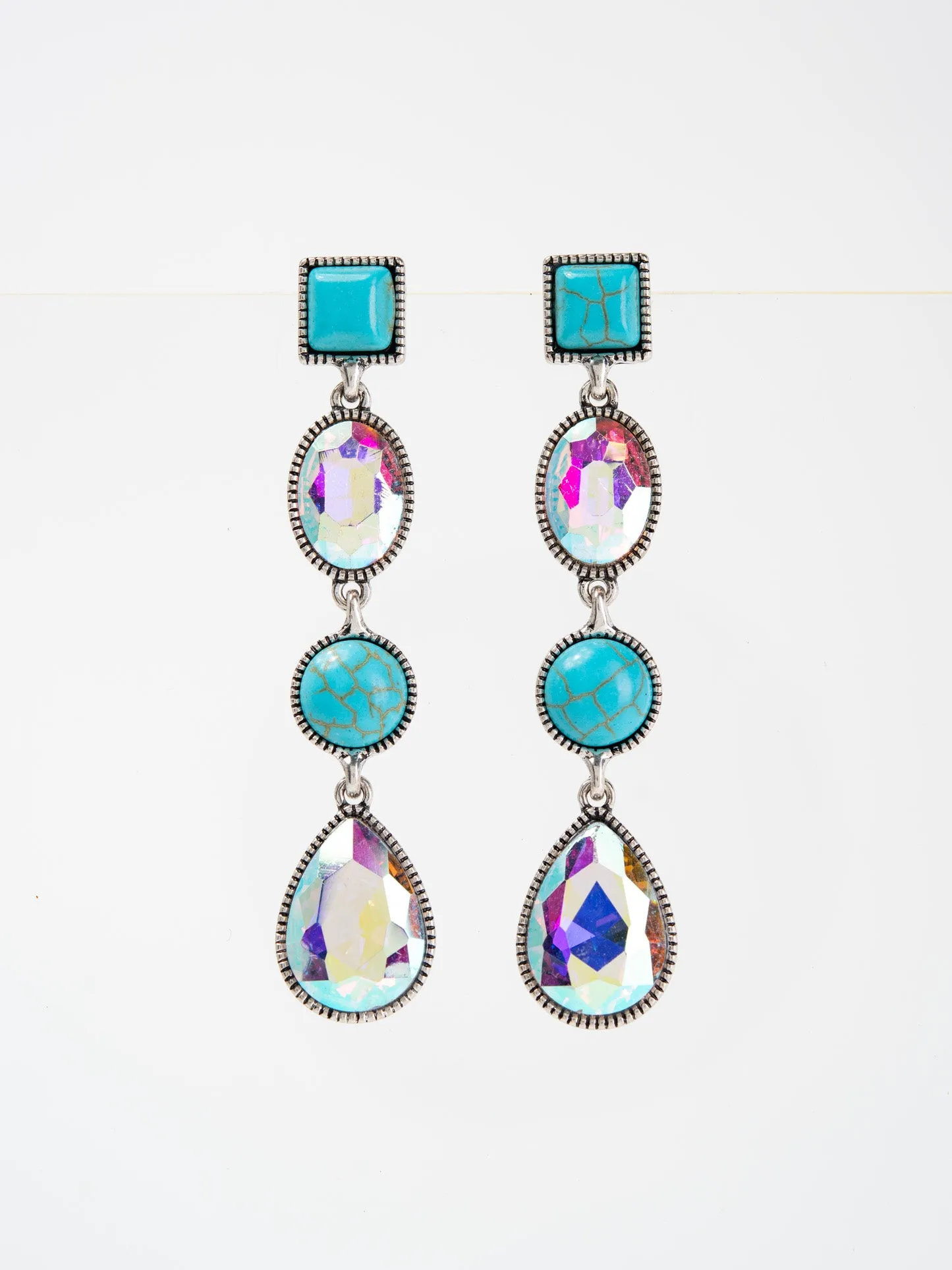 Lily Western Turquoise Gemstone Linear Earrings