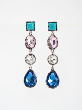 Lily Western Turquoise Gemstone Linear Earrings