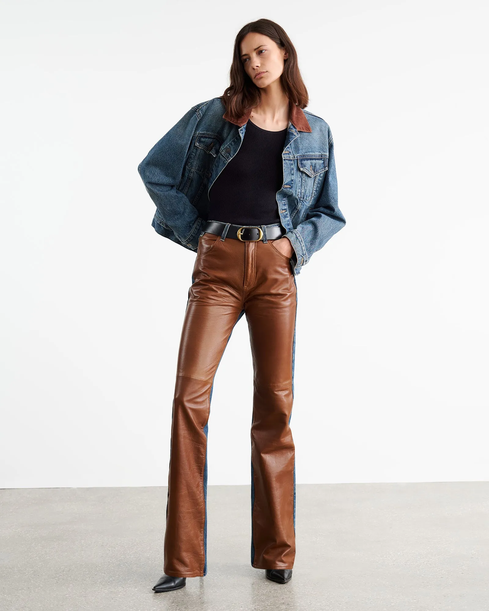 LIMITED EXCLUSIVE | JOAN LEATHER COMBO JEAN