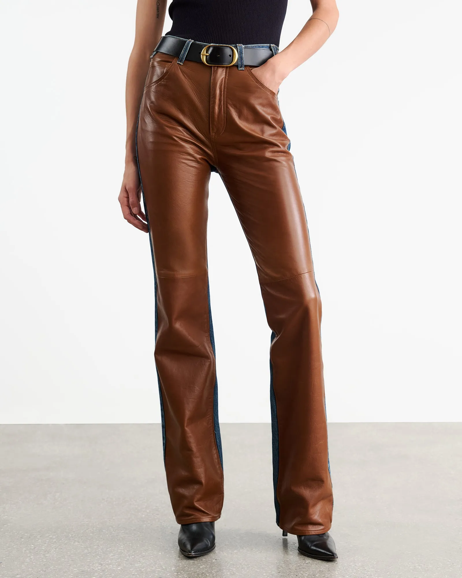 LIMITED EXCLUSIVE | JOAN LEATHER COMBO JEAN