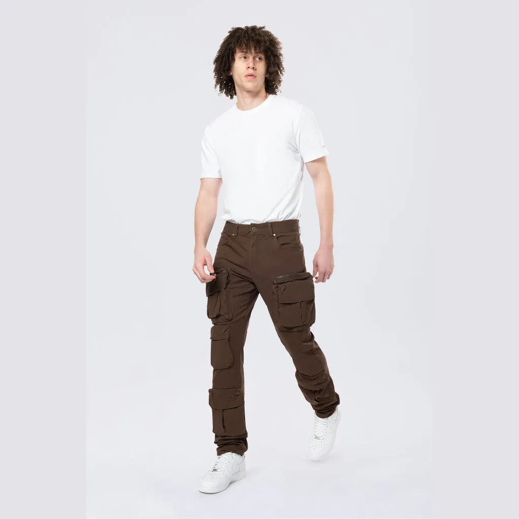 Long Slim 5 Pocket Cargo Twill Pants - Bison