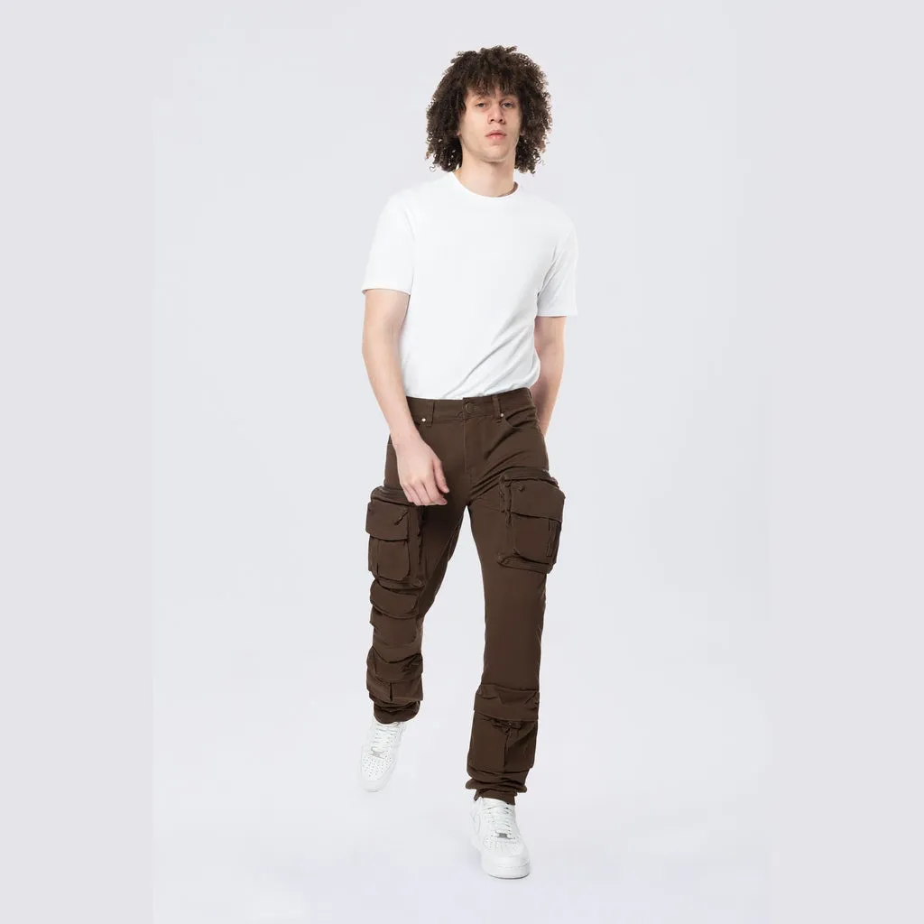 Long Slim 5 Pocket Cargo Twill Pants - Bison