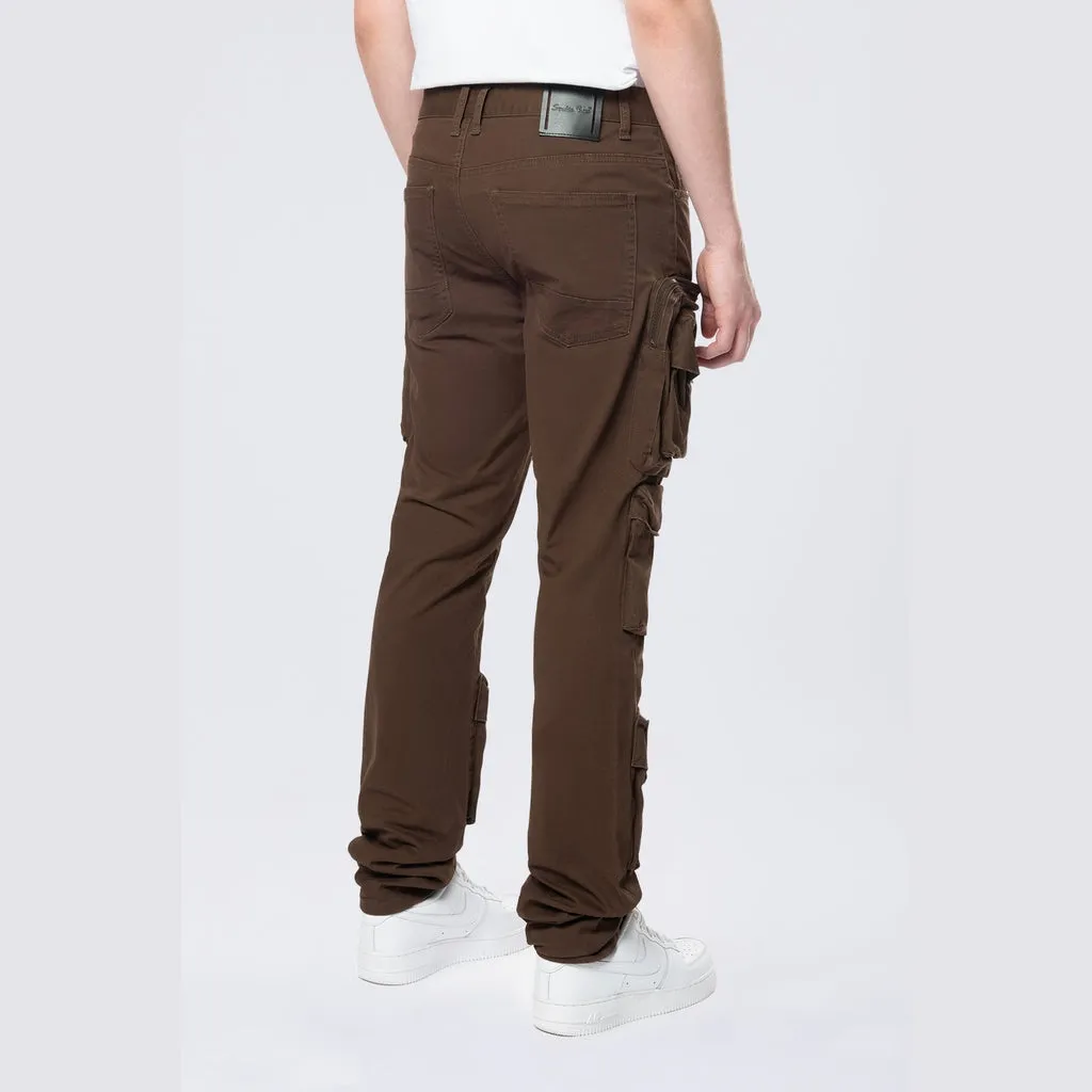 Long Slim 5 Pocket Cargo Twill Pants - Bison