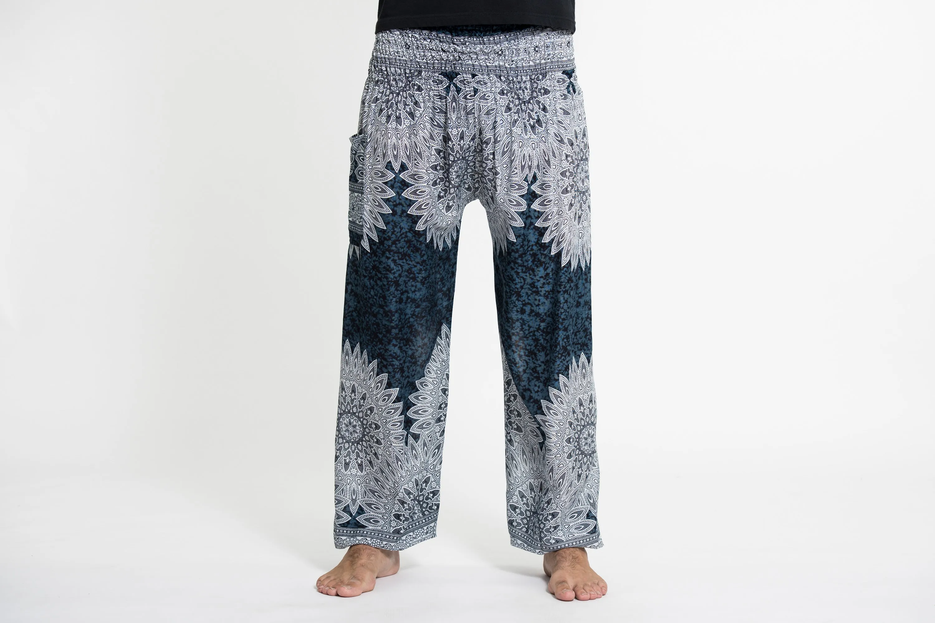 Marble Mandalas Men's Harem Pants in Indigo