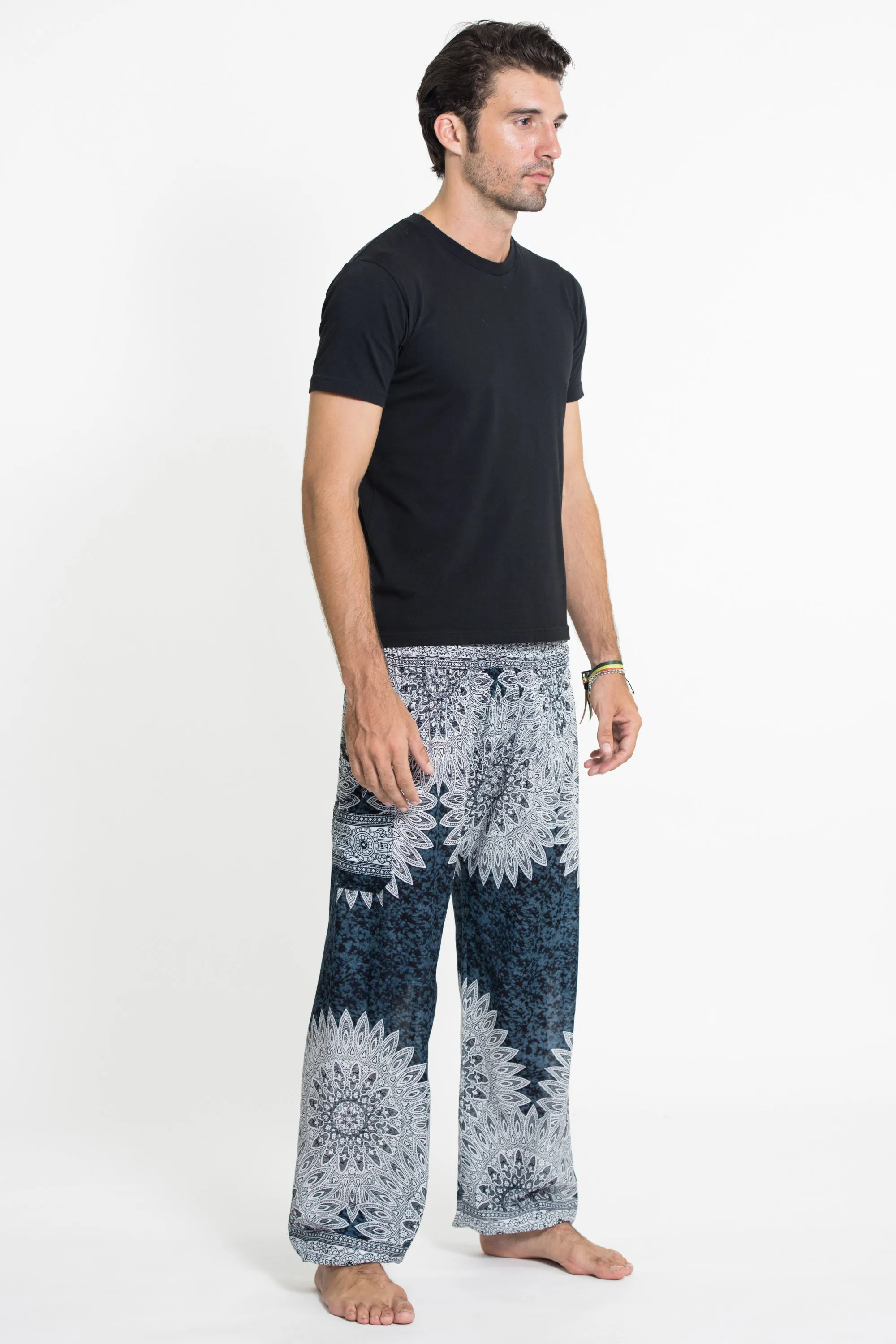 Marble Mandalas Men's Harem Pants in Indigo