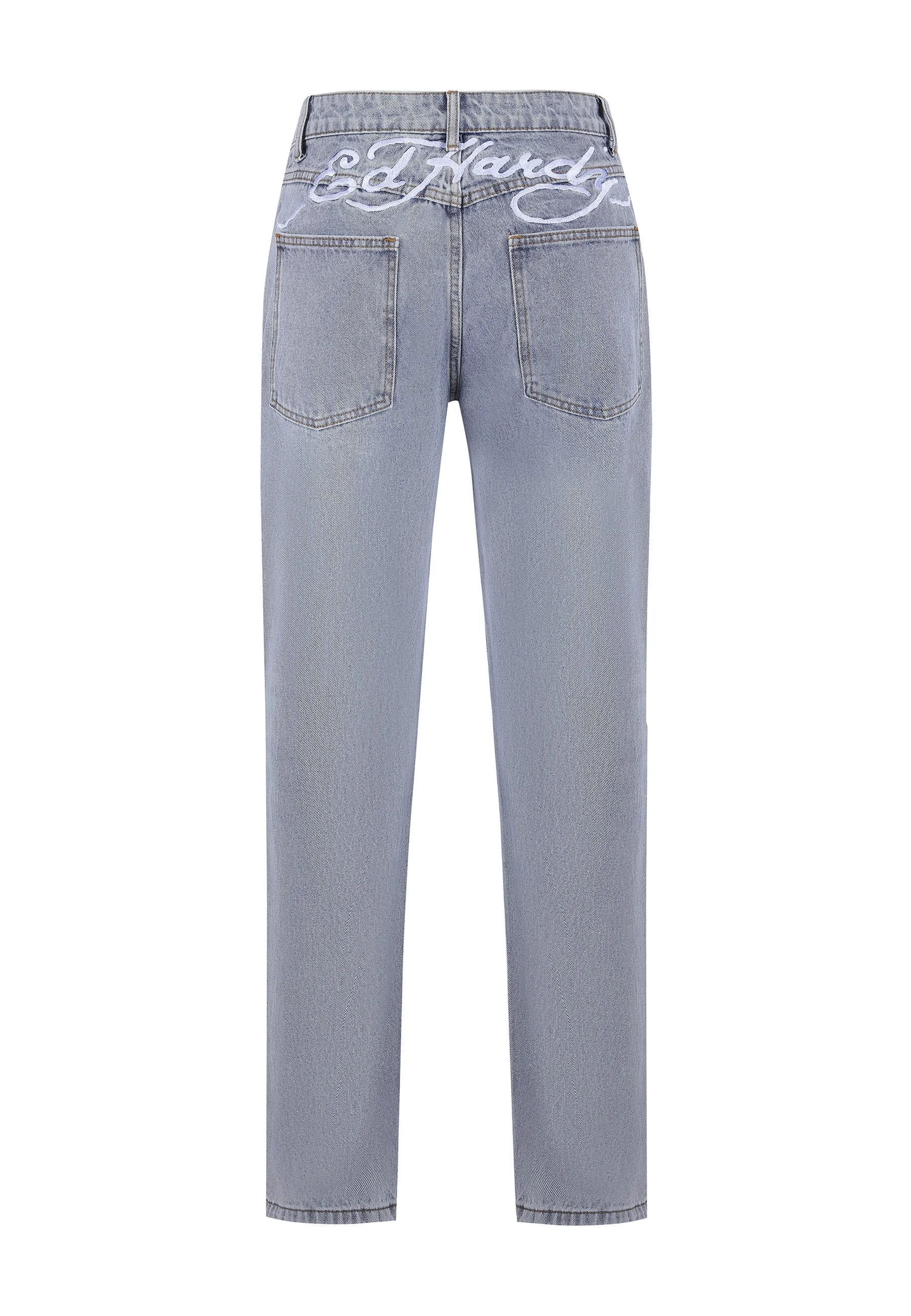 Mens Nyc-Skull Diamante Denim Trousers Jeans - Bleach