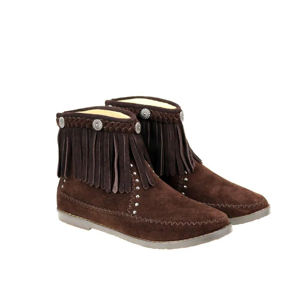 Montana West Fringe Trim Western Booties