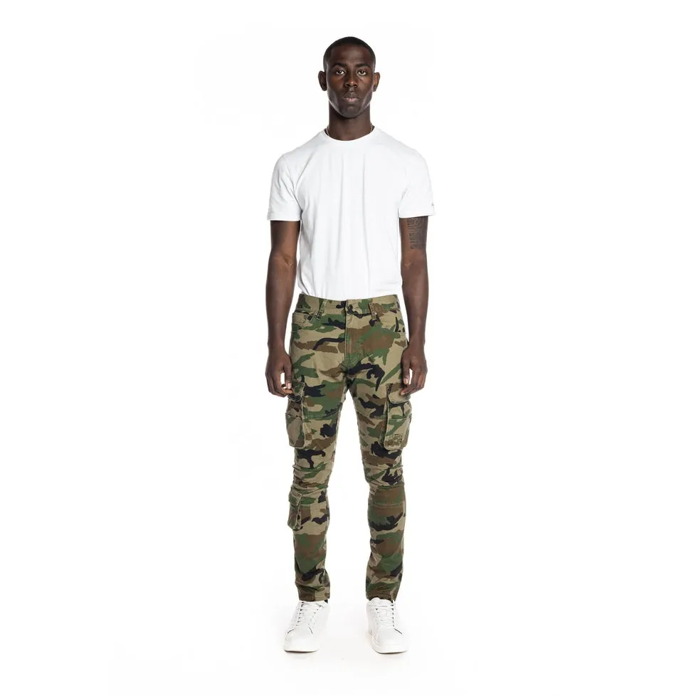 Multipocket Cargo Twill Pants - Wood Camo