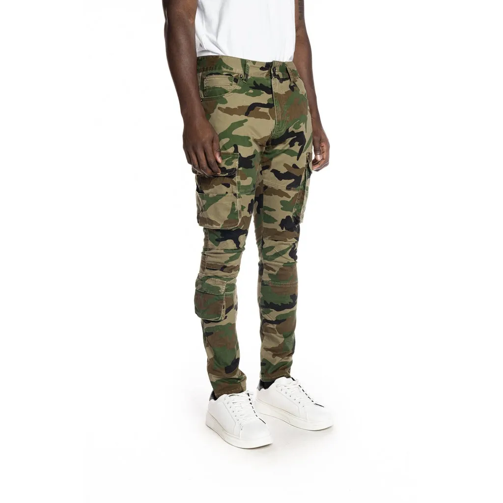 Multipocket Cargo Twill Pants - Wood Camo