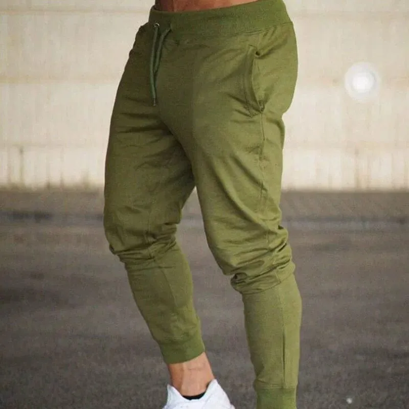 Muscle Workout Sports Pants Men's Running Workout Sweat Quick-Dry Tapered Casual Trousers Lace Tight Training Pant