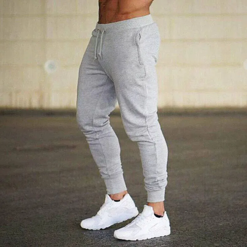 Muscle Workout Sports Pants Men's Running Workout Sweat Quick-Dry Tapered Casual Trousers Lace Tight Training Pant